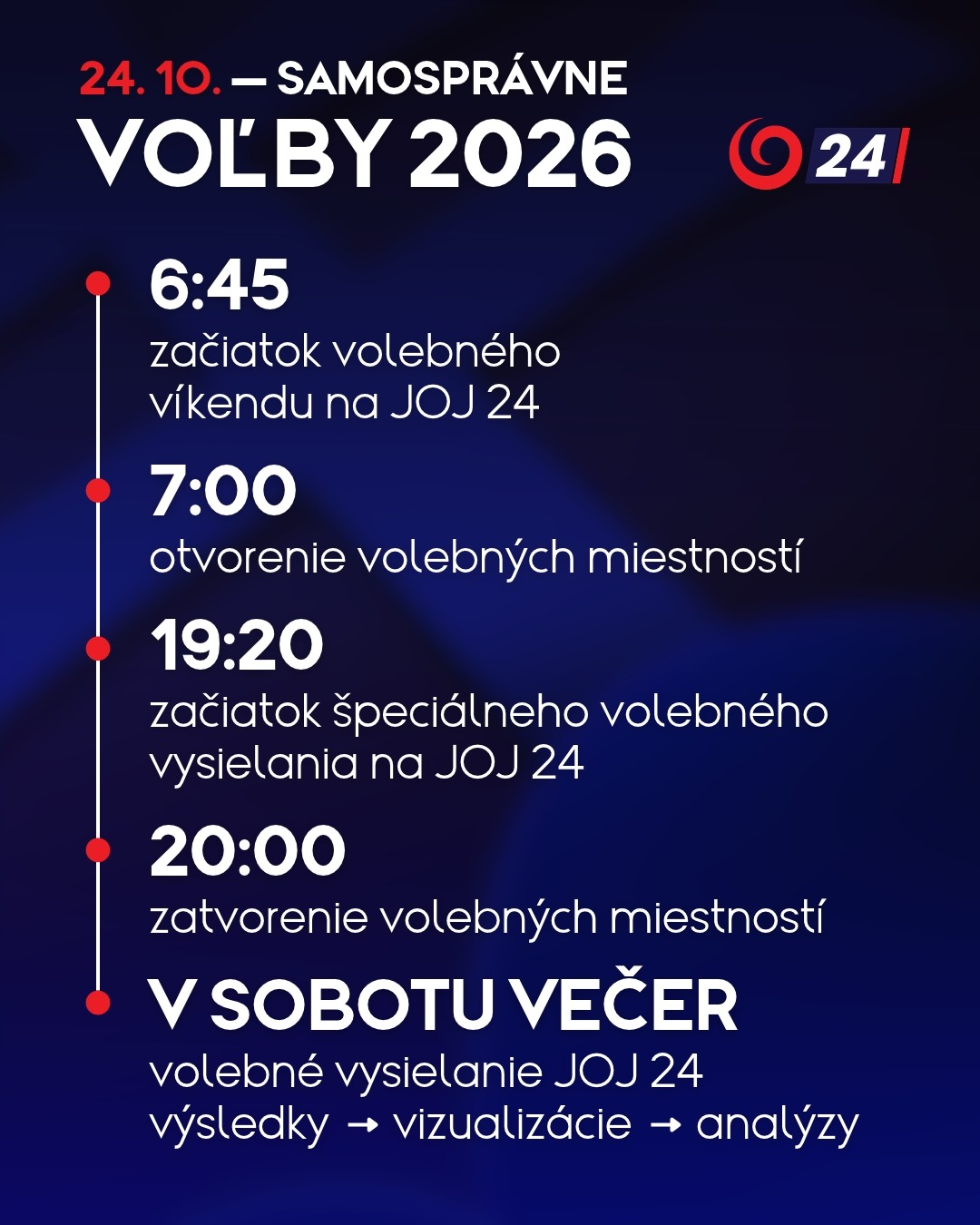 Program volebného dňa na JOJ 24